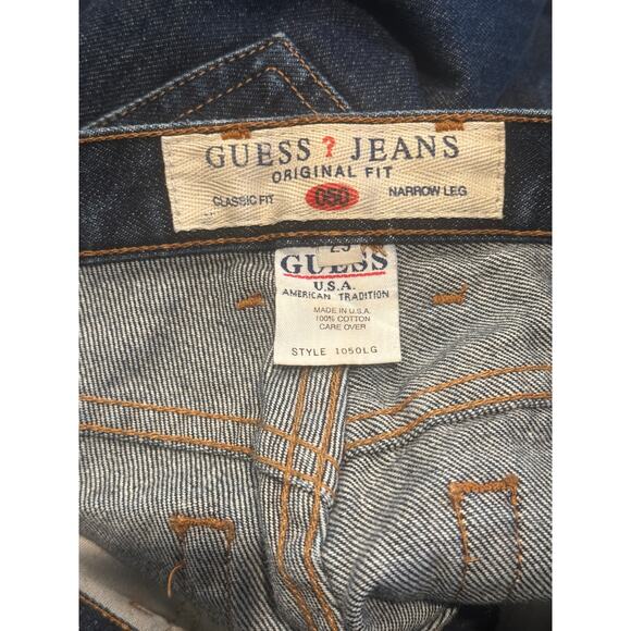 Guess Vintage Original Fit Classic Narrow Leg High Rise Denim Jean 29 Dark Wash - Picture 8 of 15